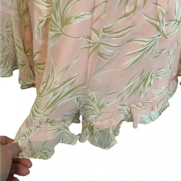 Here Comes The Sun Pink, Tropical, Flowing, Ruffled, Long Sleeve Romper in EUC - Picture 3 of 11